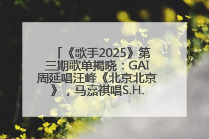 《歌手2025》第三期歌单揭晓：GAI周延唱汪峰《北京北京》，马嘉祺唱S.H.E《你曾是少年》