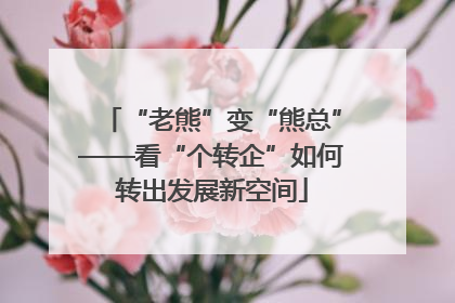 “老熊”变“熊总”——看“个转企”如何转出发展新空间