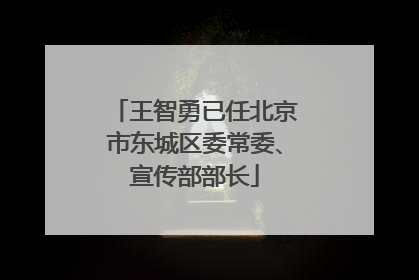 王智勇已任北京市东城区委常委、宣传部部长