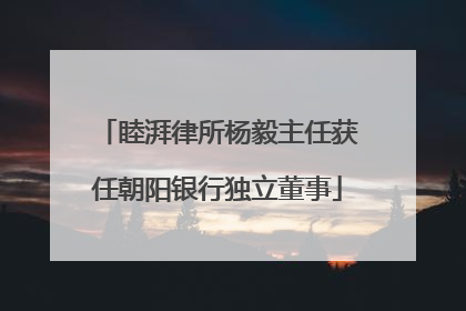 睦湃律所杨毅主任获任朝阳银行独立董事