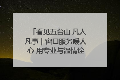 看见五台山 凡人凡事｜窗口服务暖人心 用专业与温情诠释责任担当