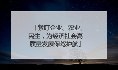 紧盯企业、农业、民生，为经济社会高质量发展保驾护航