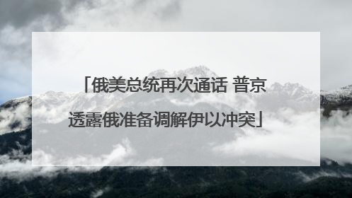 俄美总统再次通话 普京透露俄准备调解伊以冲突