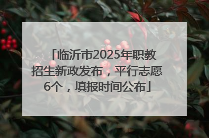 临沂市2025年职教招生新政发布，平行志愿6个，填报时间公布