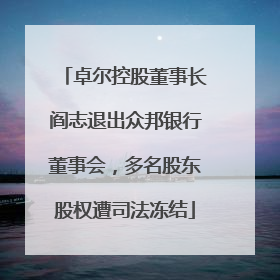 卓尔控股董事长阎志退出众邦银行董事会，多名股东股权遭司法冻结