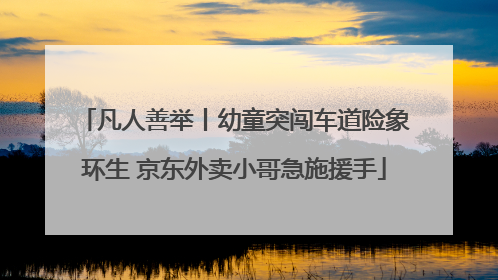 凡人善举丨幼童突闯车道险象环生 京东外卖小哥急施援手