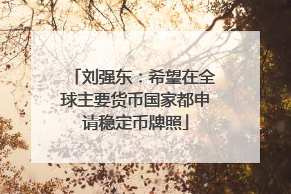 刘强东：希望在全球主要货币国家都申请稳定币牌照