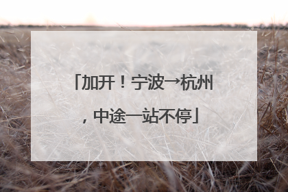 加开！宁波→杭州，中途一站不停