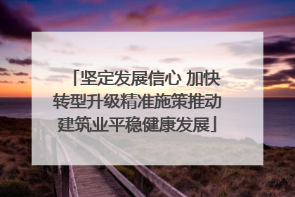 坚定发展信心 加快转型升级精准施策推动建筑业平稳健康发展