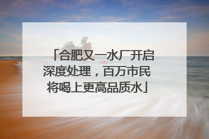合肥又一水厂开启深度处理，百万市民将喝上更高品质水