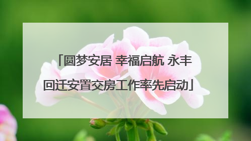圆梦安居 幸福启航 永丰回迁安置交房工作率先启动
