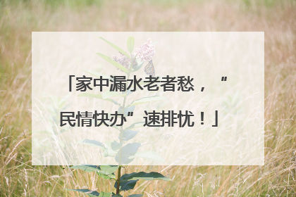 家中漏水老者愁，“民情快办”速排忧！