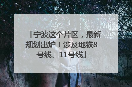 宁波这个片区，最新规划出炉！涉及地铁8号线、11号线