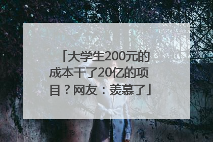 大学生200元的成本干了20亿的项目？网友：羡慕了