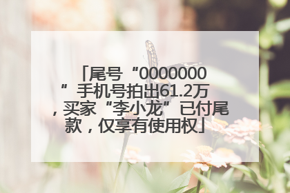 尾号“0000000”手机号拍出61.2万，买家“李小龙”已付尾款，仅享有使用权