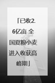 已收2.6亿亩 全国夏粮小麦进入收获高峰期