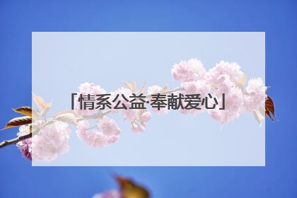 情系公益·奉献爱心