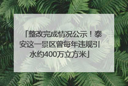 整改完成情况公示！泰安这一景区曾每年违规引水约400万立方米