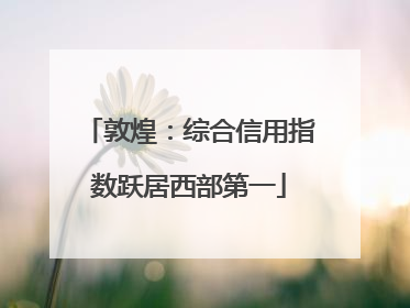 敦煌：综合信用指数跃居西部第一