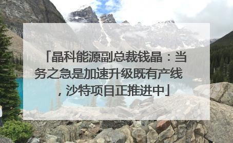 晶科能源副总裁钱晶：当务之急是加速升级既有产线，沙特项目正推进中