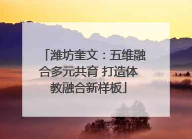 潍坊奎文：五维融合多元共育 打造体教融合新样板