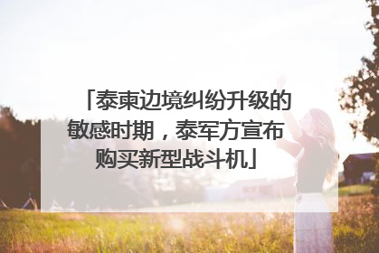 泰柬边境纠纷升级的敏感时期，泰军方宣布购买新型战斗机
