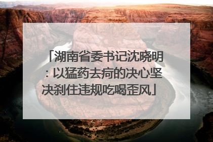 湖南省委书记沈晓明：以猛药去疴的决心坚决刹住违规吃喝歪风