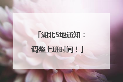 湖北5地通知：调整上班时间！