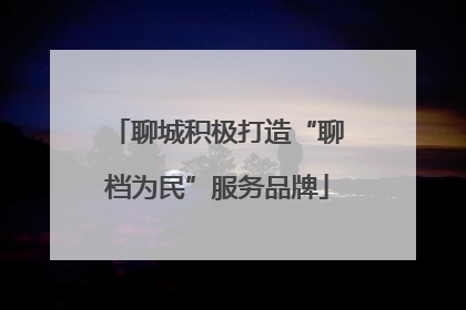 聊城积极打造“聊档为民”服务品牌
