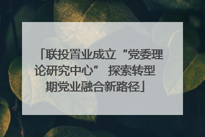 联投置业成立“党委理论研究中心” 探索转型期党业融合新路径
