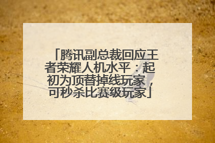 腾讯副总裁回应王者荣耀人机水平：起初为顶替掉线玩家，可秒杀比赛级玩家